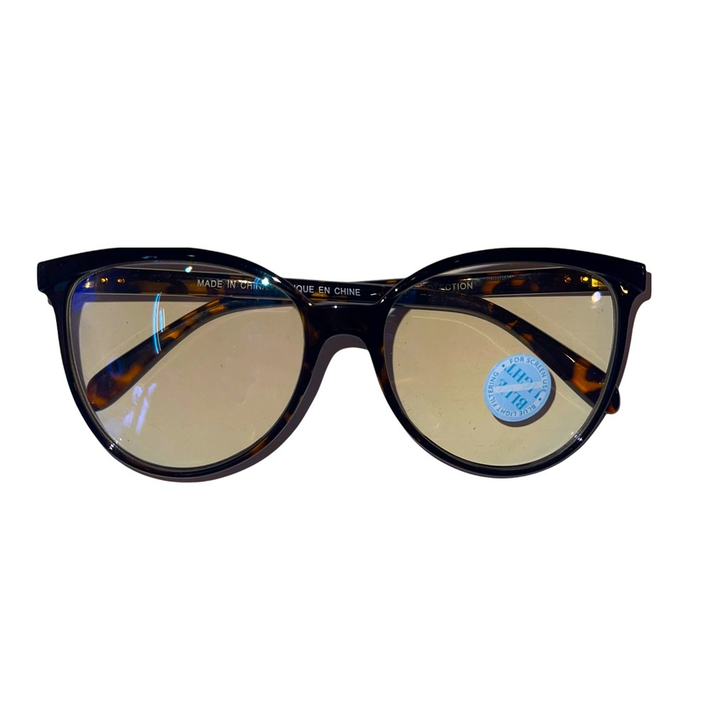 NORDSTROM Brown Tortoise Horn Rim Square Blue Lens Glasses NWT